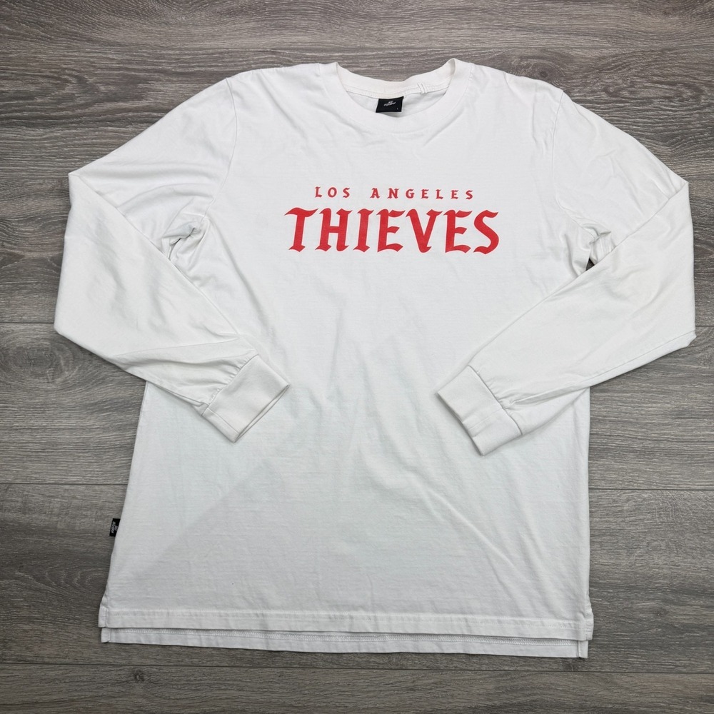 100 Thieves Los Angeles Shirt Mens Large White Long Sleeve CS2 Gamer LA Rain